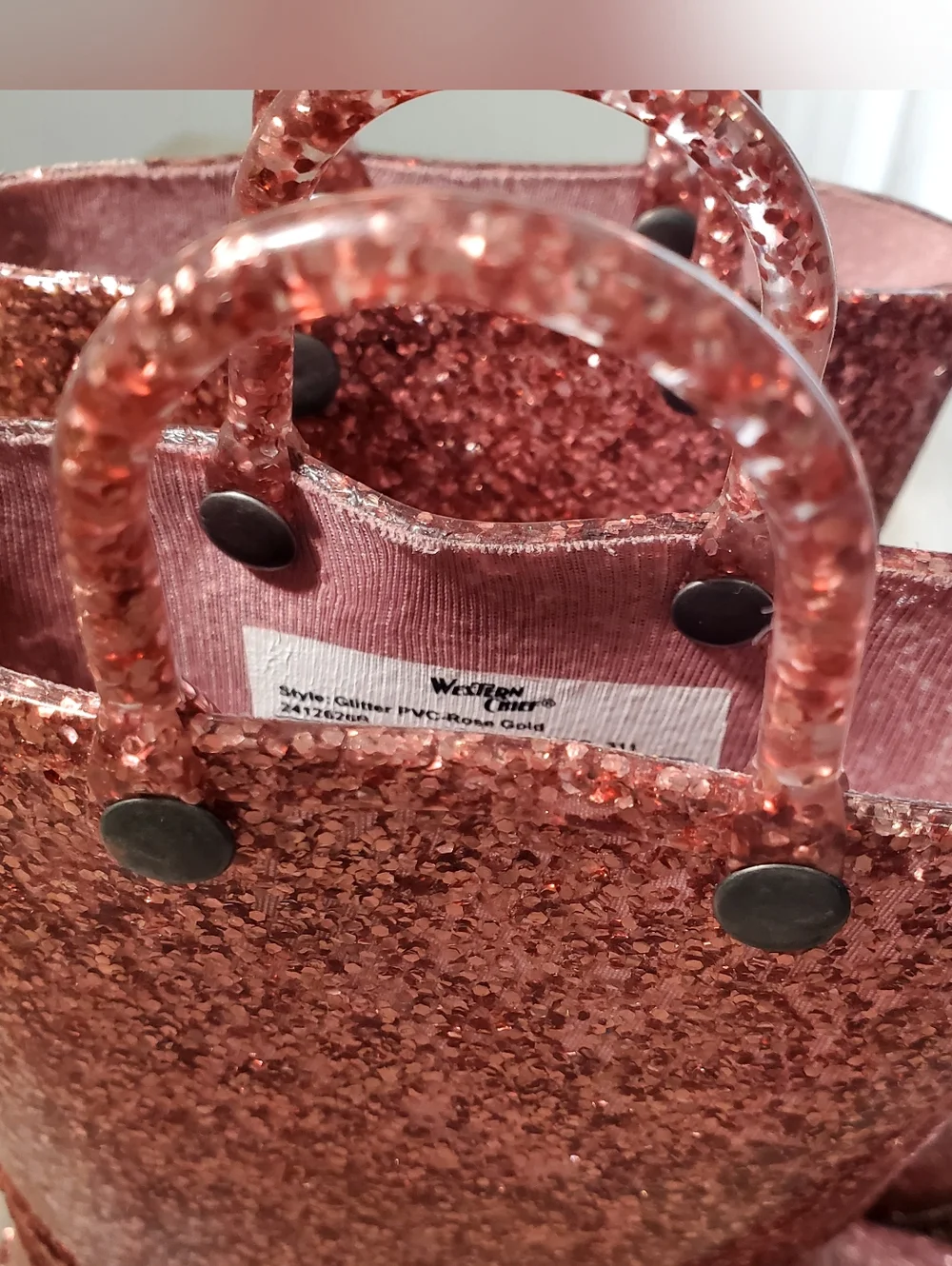 Western Chief Glittery Pink Rose gold Kids Rain Boots Size 13
